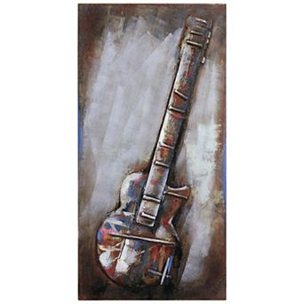 Electric Guitar Mixed Media Iron Dimensional Wall Art