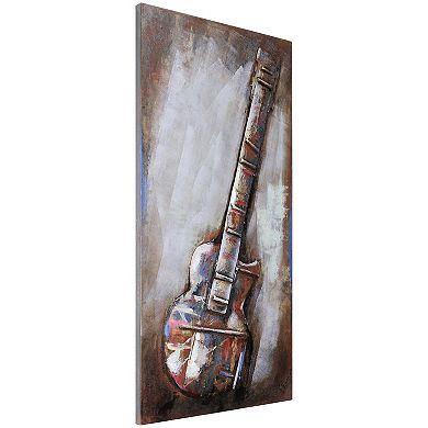Electric Guitar Mixed Media Iron Dimensional Wall Art