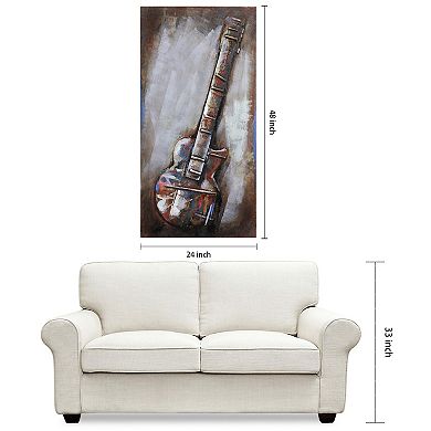 Electric Guitar Mixed Media Iron Dimensional Wall Art