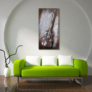 Electric Guitar Mixed Media Iron Dimensional Wall Art