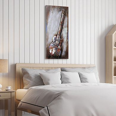 Electric Guitar Mixed Media Iron Dimensional Wall Art