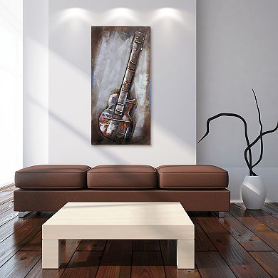 Electric Guitar Mixed Media Iron Dimensional Wall Art