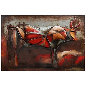 Bullish Mixed Media Iron Dimensional Wall Art
