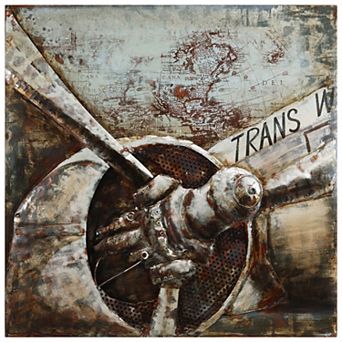 Retro Airplane 2 Mixed Media Iron Dimensional Wall Art