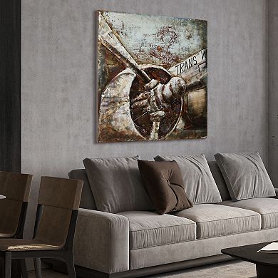 Retro Airplane 2 Mixed Media Iron Dimensional Wall Art