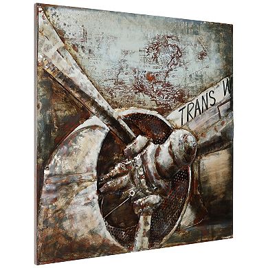 Retro Airplane 2 Mixed Media Iron Dimensional Wall Art