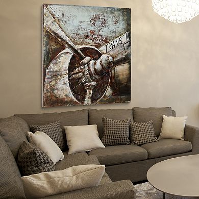 Retro Airplane 2 Mixed Media Iron Dimensional Wall Art