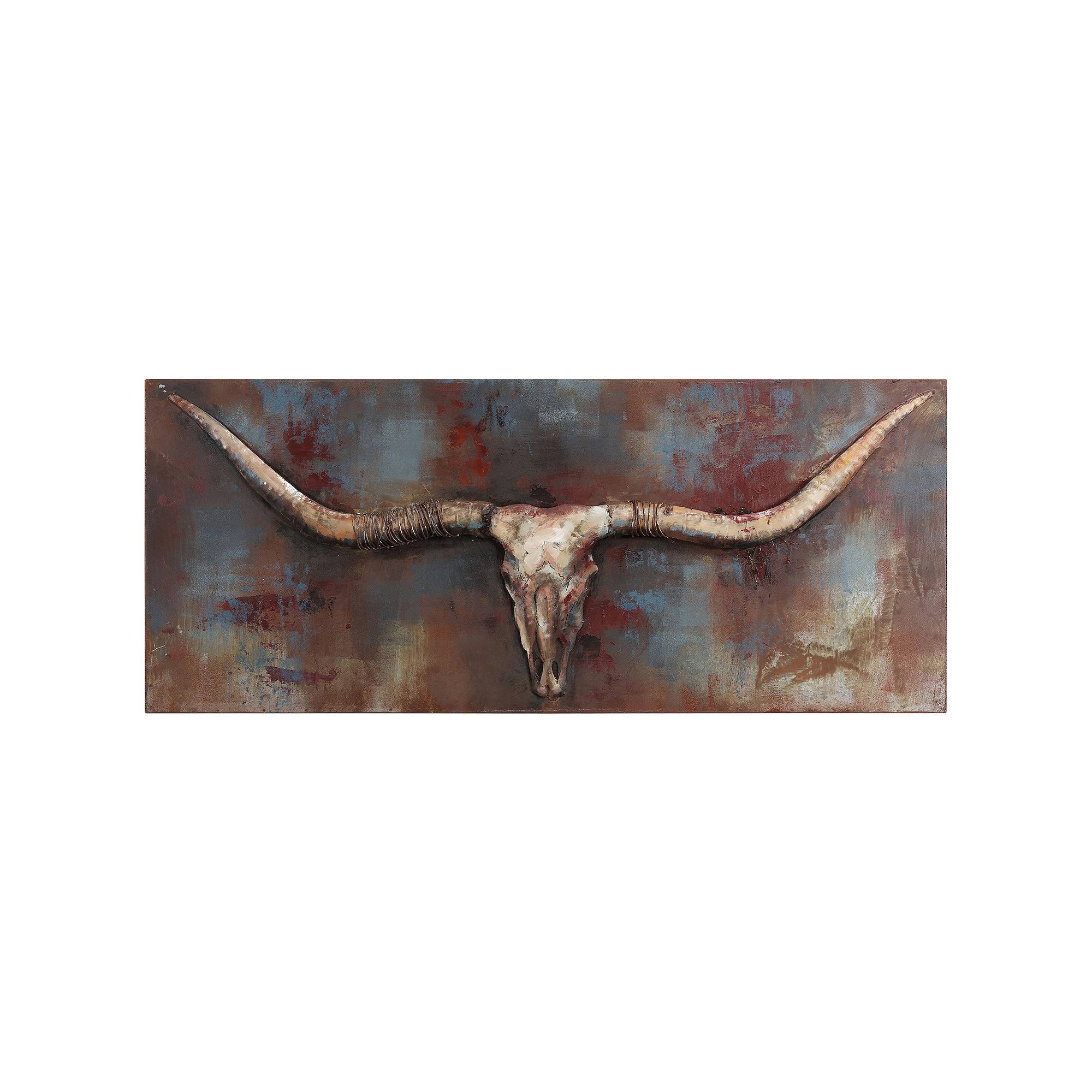 Empire Art Direct Long Horn Metal Wall Art, Multi