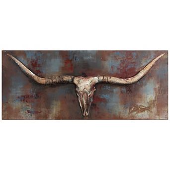 Empire Art Direct Long Horn Metal Wall Art