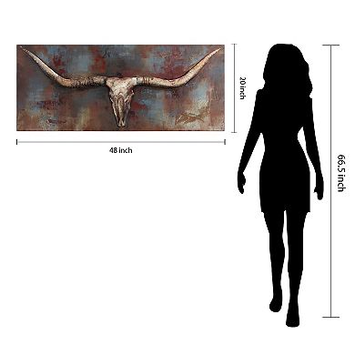 Empire Art Direct Long Horn Metal Wall Art