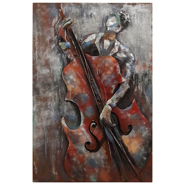 The Bassist Mixed Media Iron Dimensional Wall Art