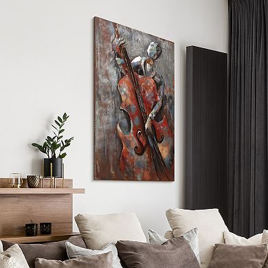 The Bassist Mixed Media Iron Dimensional Wall Art