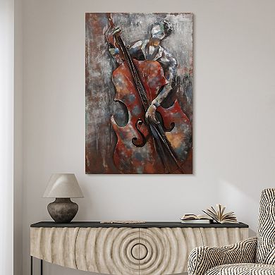The Bassist Mixed Media Iron Dimensional Wall Art