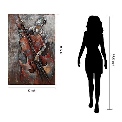 The Bassist Mixed Media Iron Dimensional Wall Art
