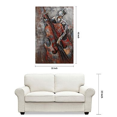 The Bassist Mixed Media Iron Dimensional Wall Art