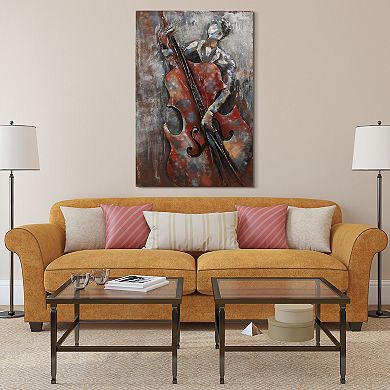 The Bassist Mixed Media Iron Dimensional Wall Art