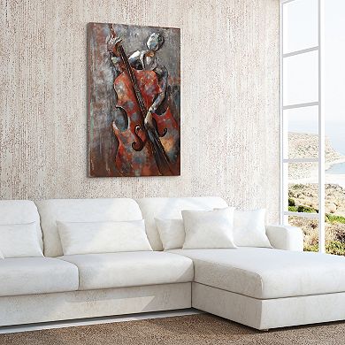 The Bassist Mixed Media Iron Dimensional Wall Art
