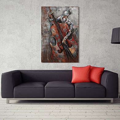 The Bassist Mixed Media Iron Dimensional Wall Art
