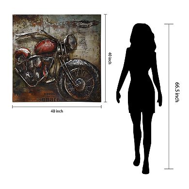 Motorcycle Mixed Media Iron Dimensional Wall Art