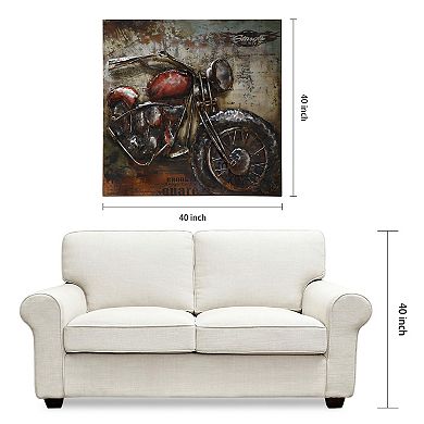 Motorcycle Mixed Media Iron Dimensional Wall Art