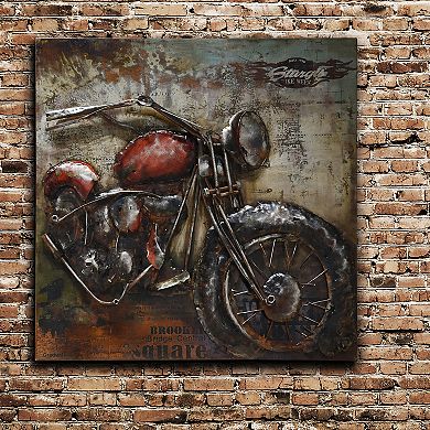 Motorcycle Mixed Media Iron Dimensional Wall Art