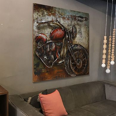 Motorcycle Mixed Media Iron Dimensional Wall Art