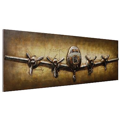 Airplane Mixed Media Iron Dimensional Wall Art