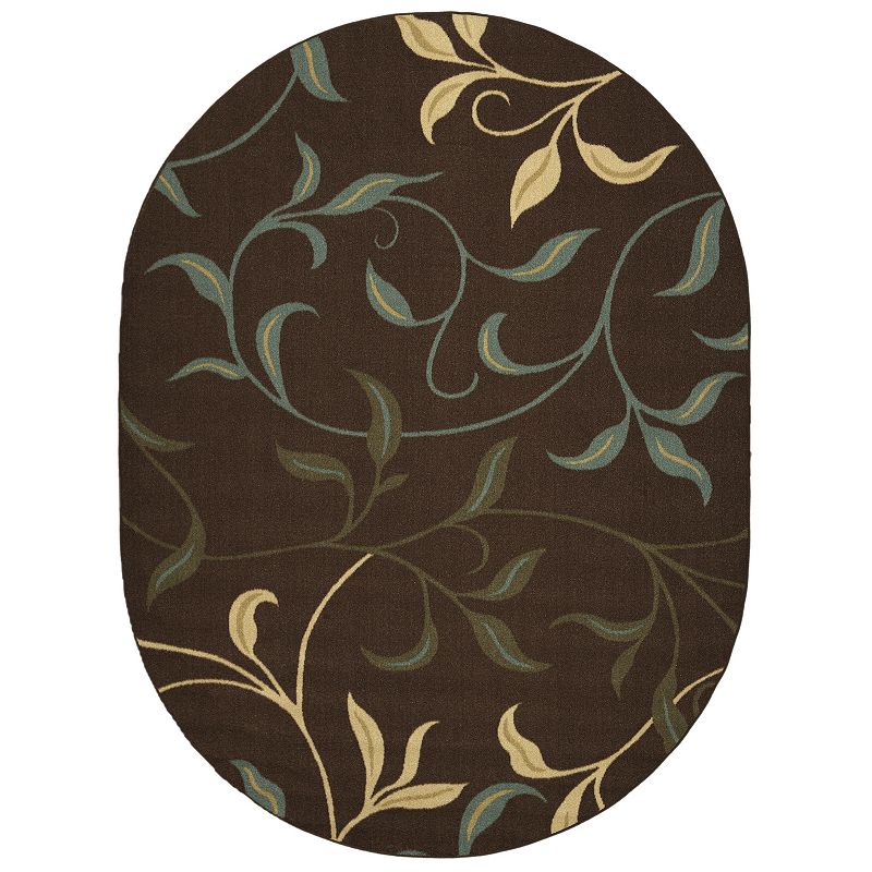 Ottomanson Leaves Rug, Brown, 5X6.5 Ft