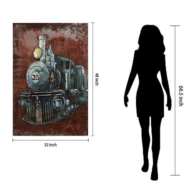 Train Mixed Media Iron Dimensional Wall Art