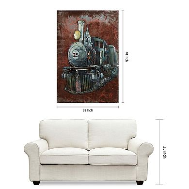 Train Mixed Media Iron Dimensional Wall Art