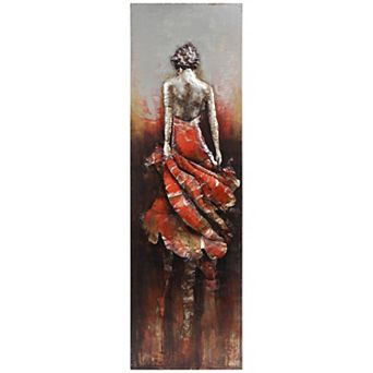 Lady in Red Mixed Media Iron Dimensional Wall Art