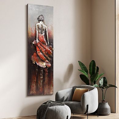 Lady in Red Mixed Media Iron Dimensional Wall Art