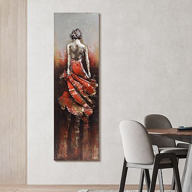 Lady in Red Mixed Media Iron Dimensional Wall Art