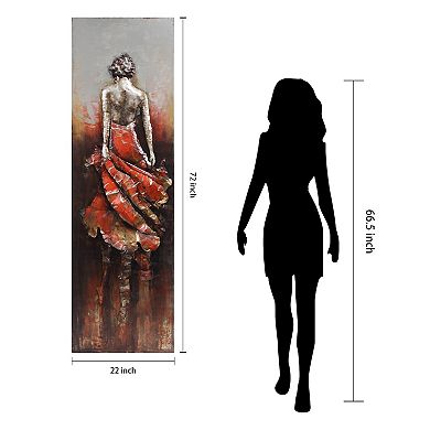 Lady in Red Mixed Media Iron Dimensional Wall Art