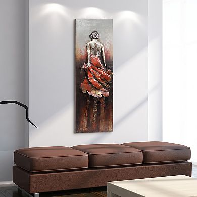 Lady in Red Mixed Media Iron Dimensional Wall Art