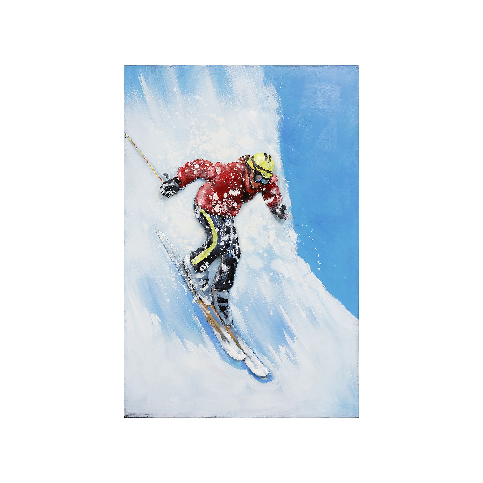 Skiing Mixed Media Iron Dimensional Wall Art, Blue