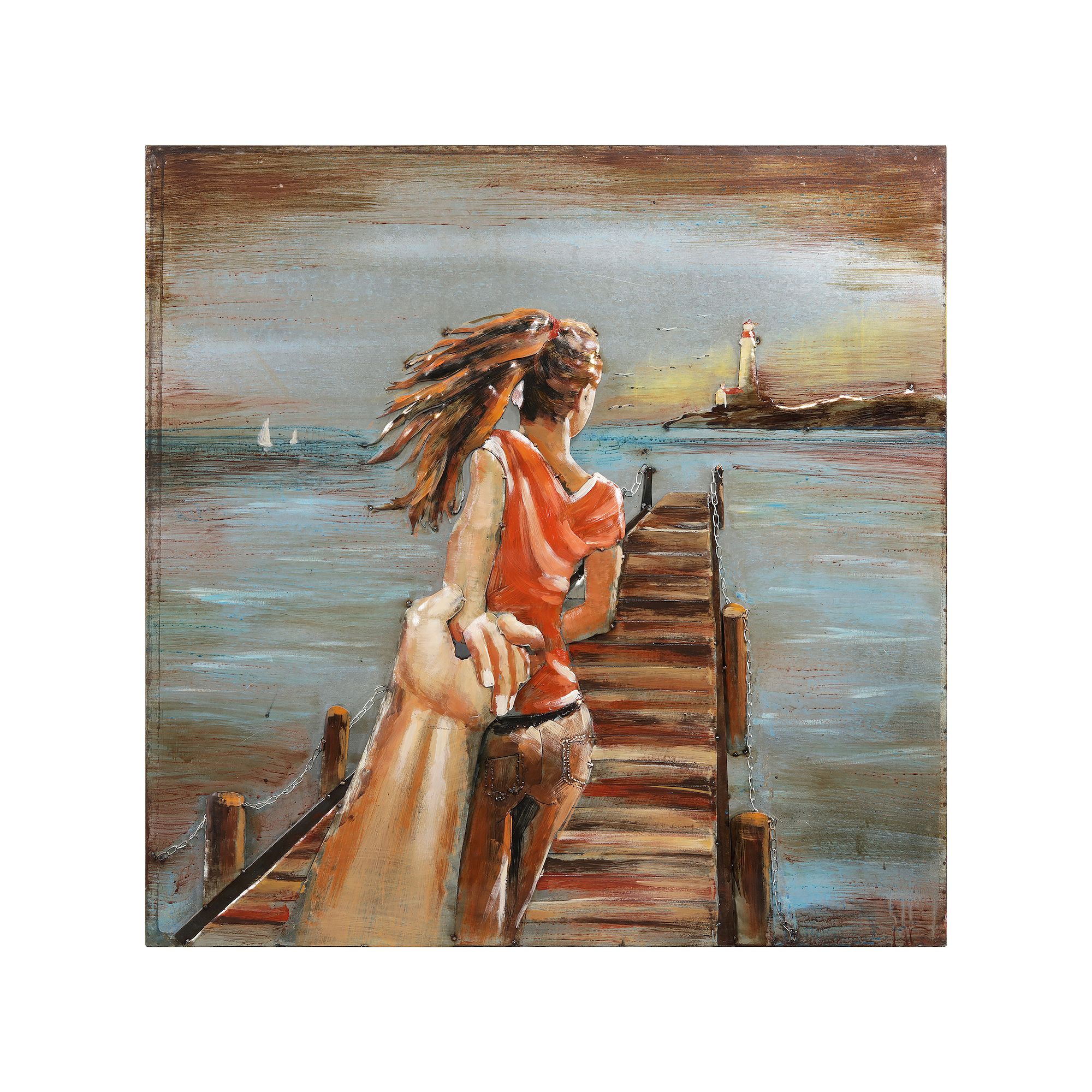 Lighthouse Mixed Media Iron Dimensional Wall Art, Multi