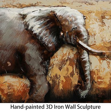 Elephants Mixed Media Iron Dimensional Wall Art