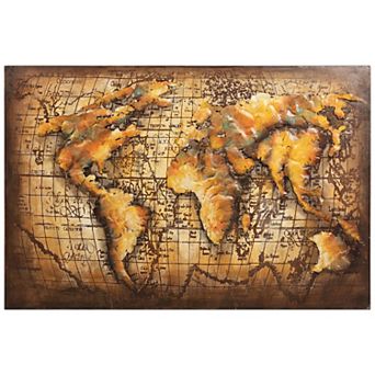 Globe Mixed Media Iron Dimensional Wall Art