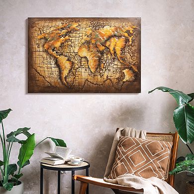 Globe Mixed Media Iron Dimensional Wall Art