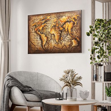 Globe Mixed Media Iron Dimensional Wall Art
