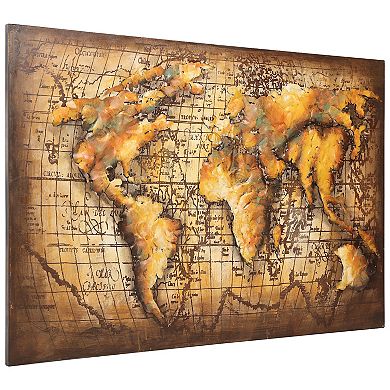 Globe Mixed Media Iron Dimensional Wall Art