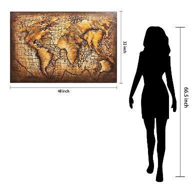 Globe Mixed Media Iron Dimensional Wall Art
