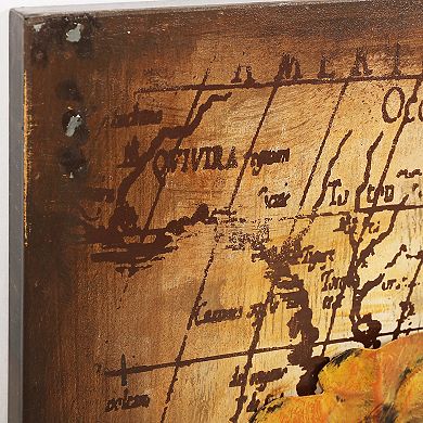 Globe Mixed Media Iron Dimensional Wall Art