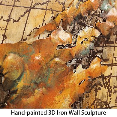 Globe Mixed Media Iron Dimensional Wall Art