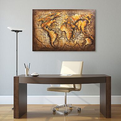Globe Mixed Media Iron Dimensional Wall Art