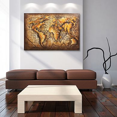 Globe Mixed Media Iron Dimensional Wall Art