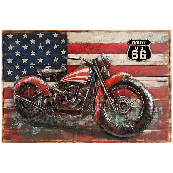 2 Wheels Iron Wooden Wall Art