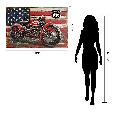 2 Wheels Iron Wooden Wall Art