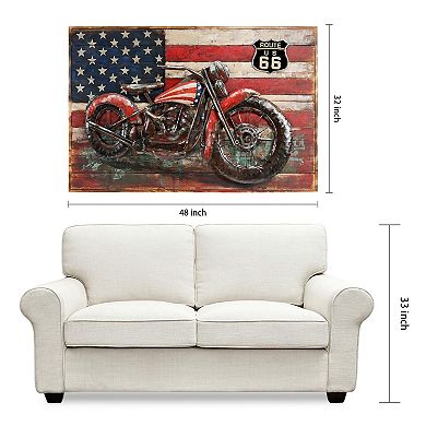2 Wheels Iron Wooden Wall Art